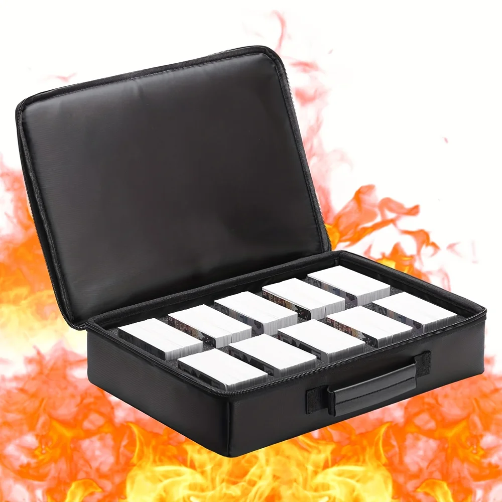 Fire-resistant trading card storage box for magnetic cards, game cards, trading cards, and sports cards; fire-resistant Case