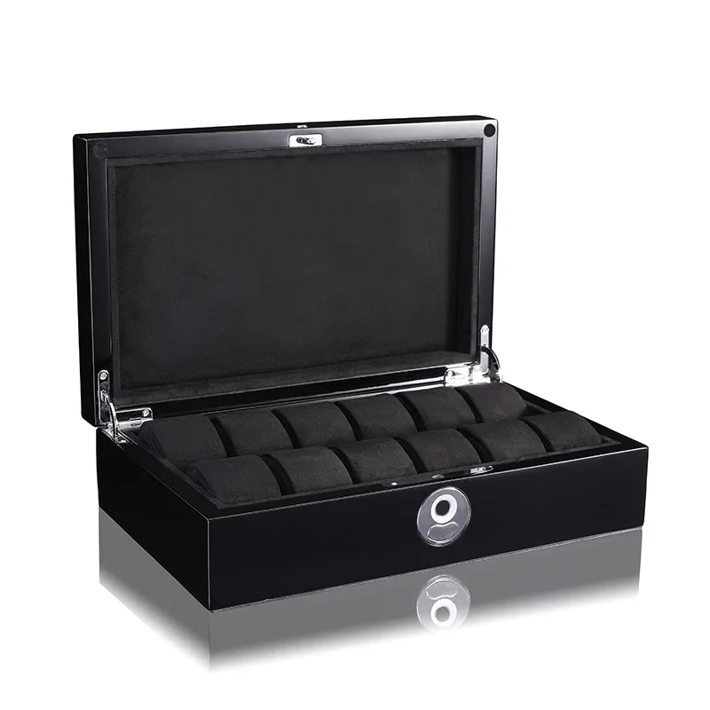 Eduin Wooden 12 watches finger print lock watch storage case box