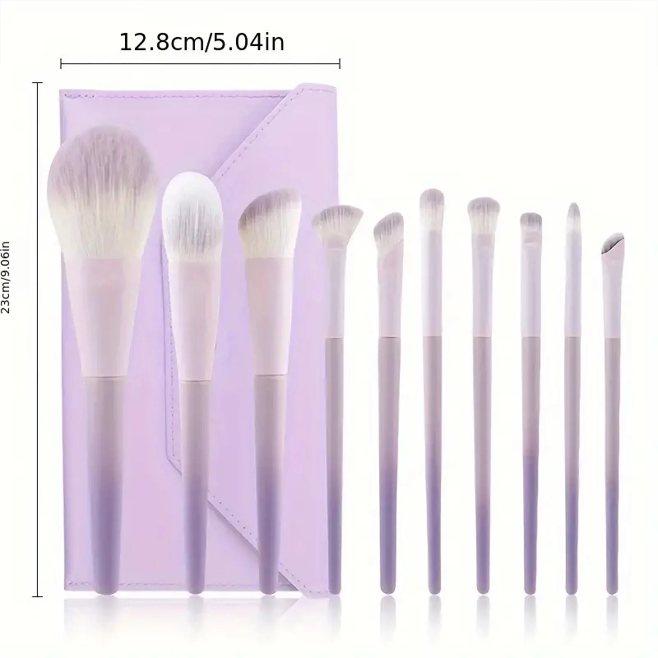 Purple 10pcs makeup brush set and purple Envelope storage bag Gradient Purple brush handle Loose brush Blush brush highlight bru