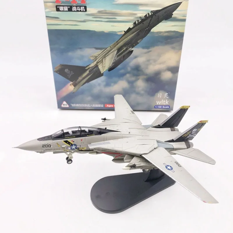 Wltk-tomcat戦闘機ダイキャスト合金モデル、1:100スケール、usaf F-14A