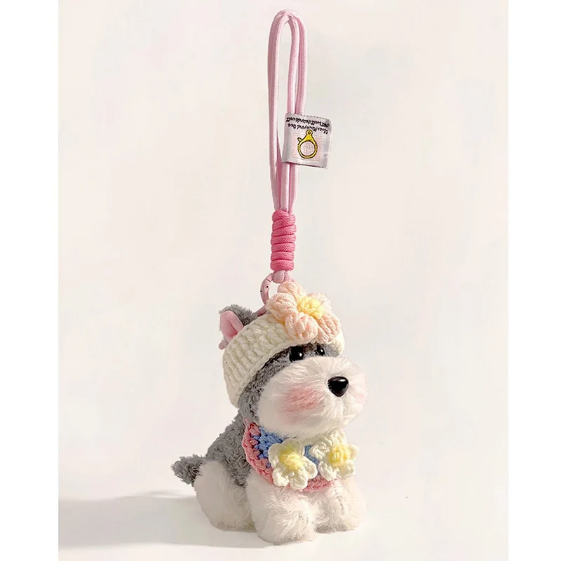 Peluche Schnauzer Cucciolo Ciondolo Borsa Simpatica Bambola Zainetto Ornamento Portachiavi Regalo squisito
