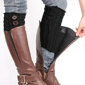 Bratmasse Twiks Feste Farbwolle Socken Häkeln Frauen Boot Polains Boot Cover, um heiße Socken Stiefel Topper Polain zu halten 10 Hauptverkäufe Polaina Bota - №5