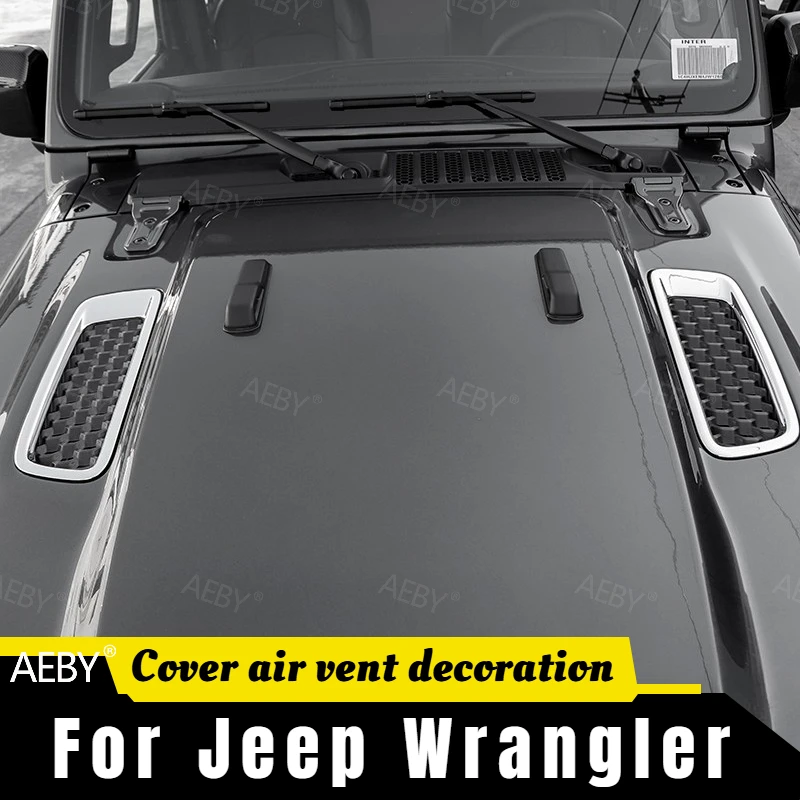 For Jeep Wrangler 2018-2023 Functional hood vent heat extractor,Cover air vent decoration,No drilling,front of the car