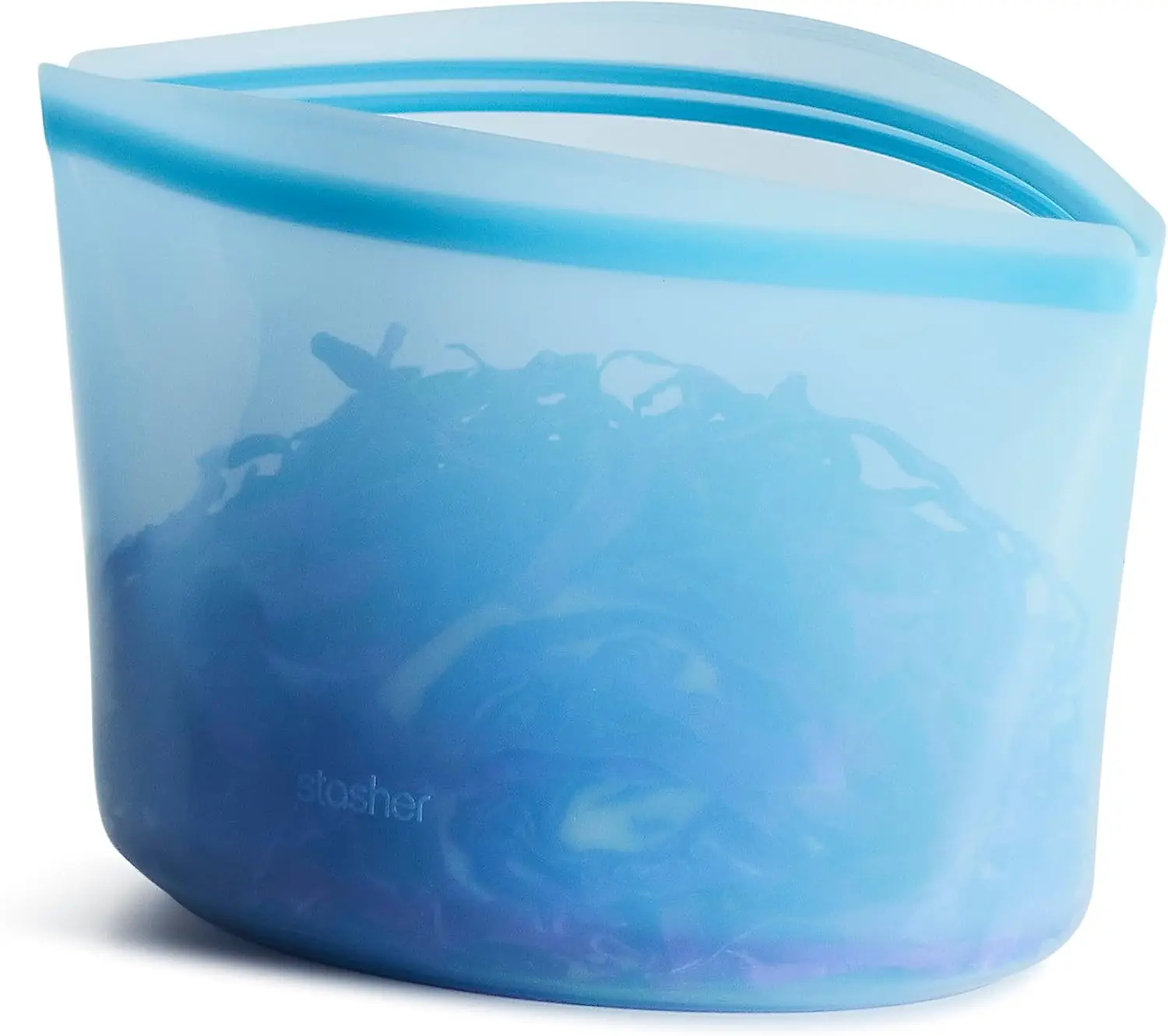 

Reusable Silicone Storage Bag, 8-Cup Bowl, Freezer Safe, Microwave Dishwasher Oven Compatible, Eco-Friendly Food Container, Blue