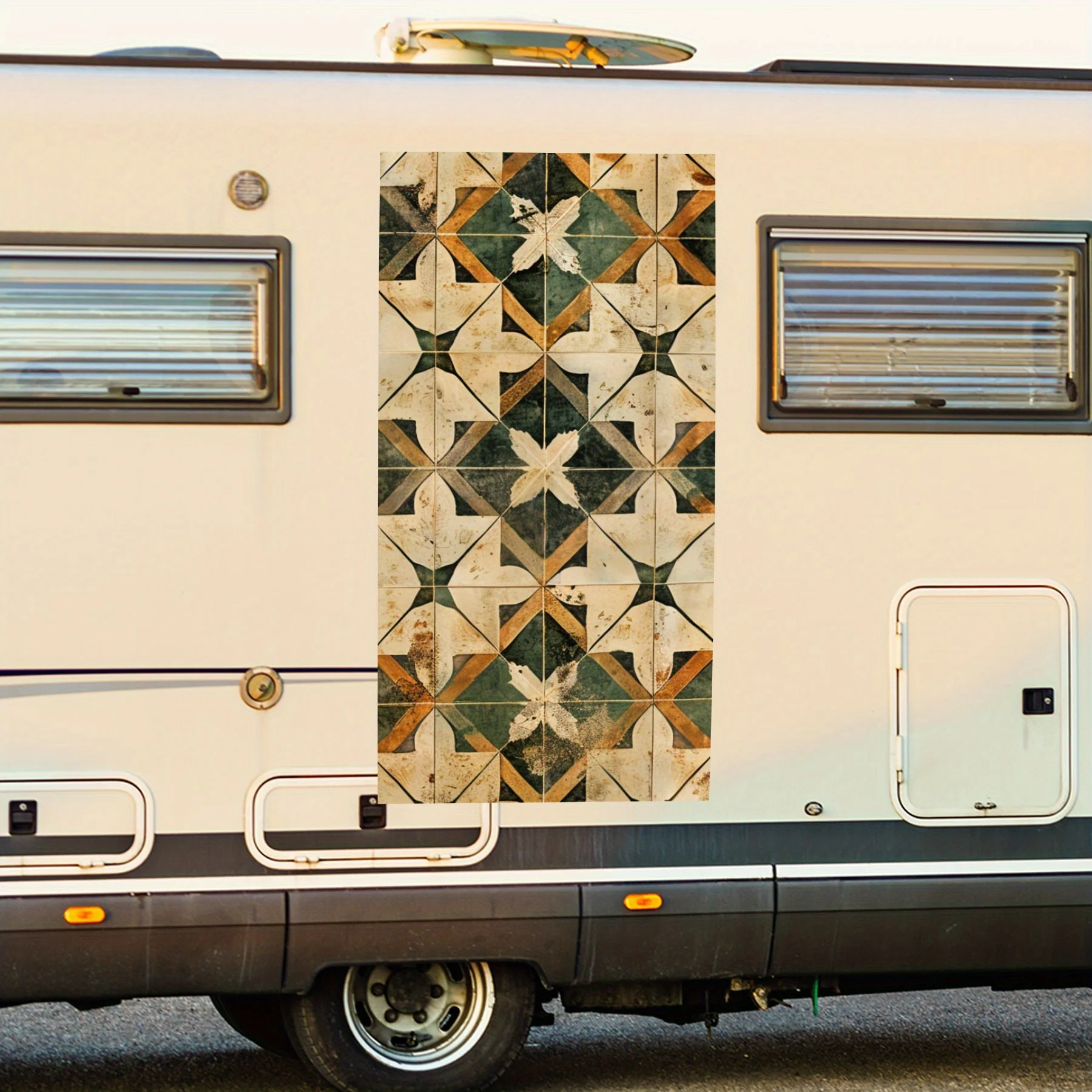 

Geometric Mosaic Car Sticker,Vinyl decal on the side of the motor home, waterproof self-adhesive vinyl sticker on the side of th