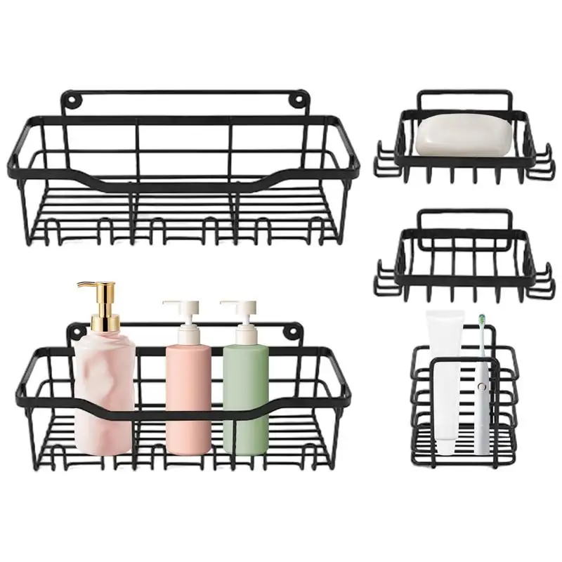 Adhesive Bathroom Shelves Versatile Bathroom Shelves Organizer Shower Wall Organizer Metal Stick-On Shower Shelf Shower Wall