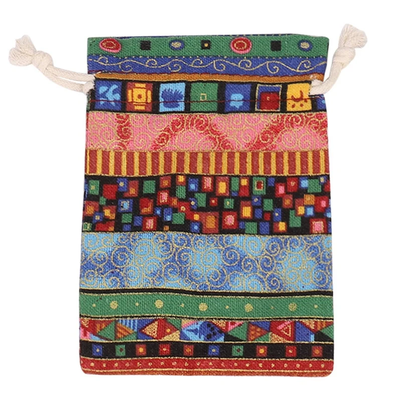 36Pc Egyptian Style Jewelry Coin Pouch Print Drawstring Gift Bag Cotton Sachet Candy Travel Purse Ethnic