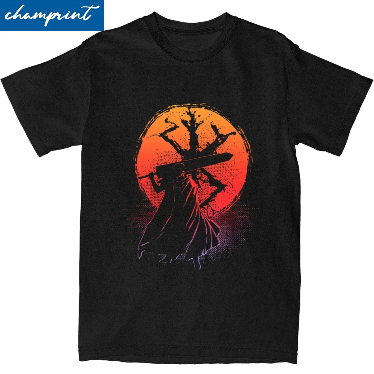 Men Women's Berserks Guts Sunset T Shirt Pure Cotton Tops Amazing Short Sleeve Crew Neck Tee Shirt Unique T-Shirts