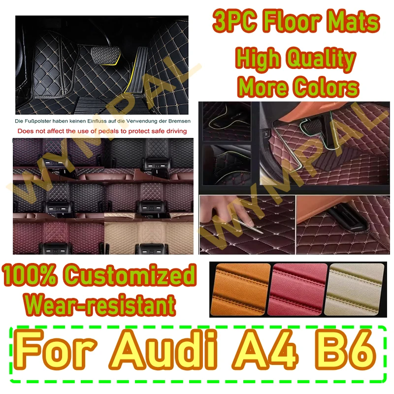 

Роскошные автомобильные коврики для Audi A4 B6 2002 2003 2004 2005 2006, автоматические кожаные мужские автомобильные коврики с полным покрытием на заказ, автомобильные