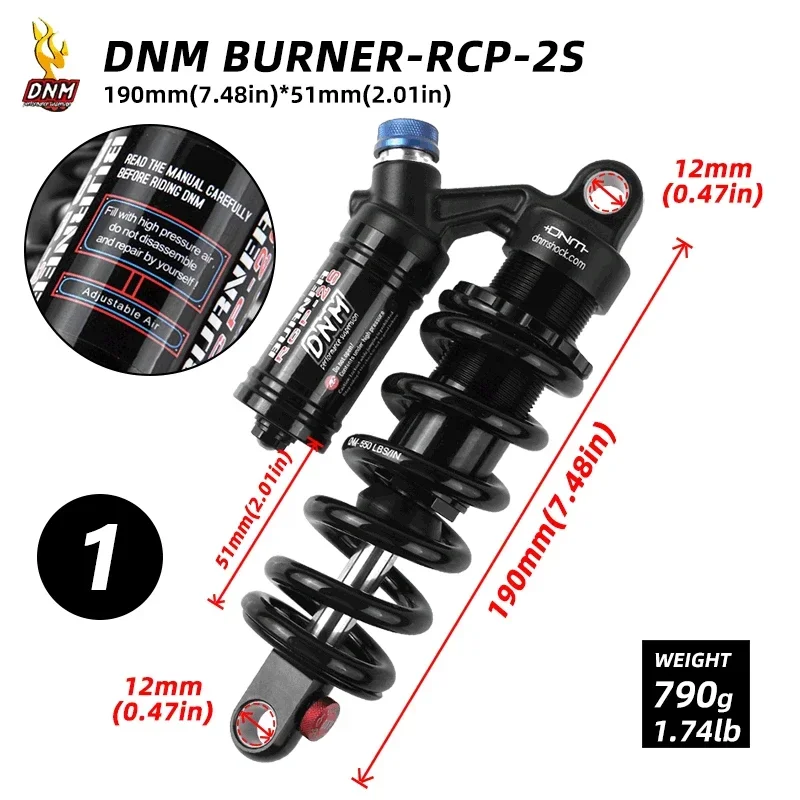 TWITTER DNM RCP2S shock absorber RCP3 190/210/220/240/265/mm*550lbs/750lbs mountain bike oil spring rear shock absorber  supply