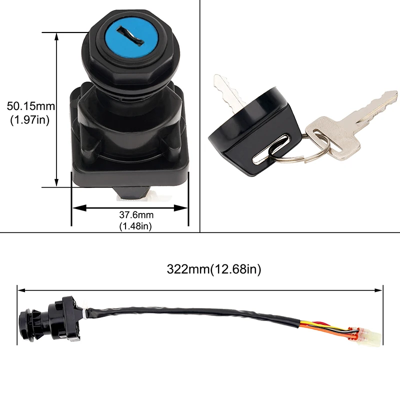 오토바이 전기 도어 잠금 4 와이어 플러그 점화 키 스위치 스즈키 킹 쿼드 750 450 500 400 LTA750 LTA500 LTA400F