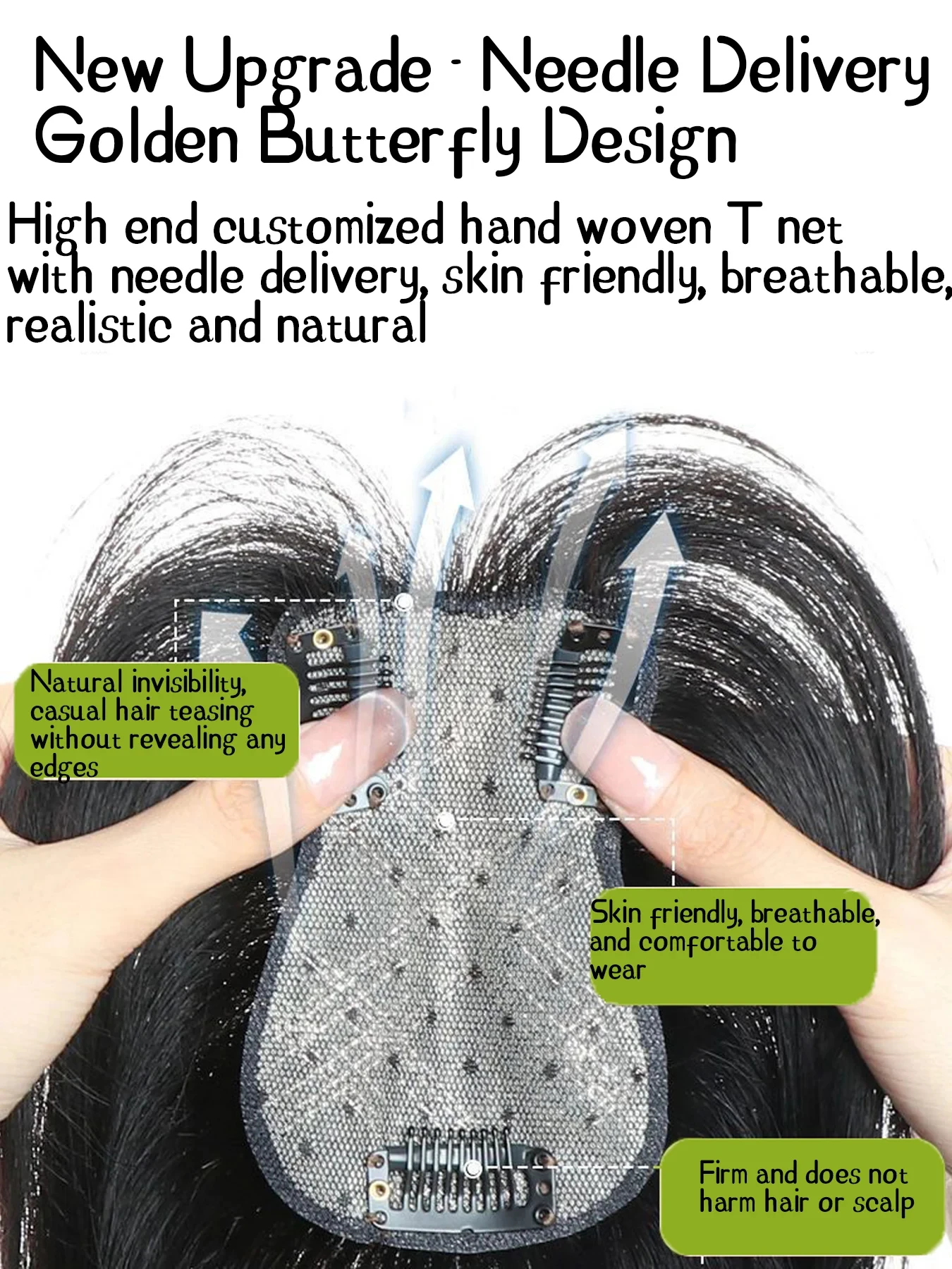 JKL 3D Bangs Invisible Seamless Head Hair Water Ripple Hair Air Bangs Head Overhead Natural Invisible Replacement Cover White Ha
