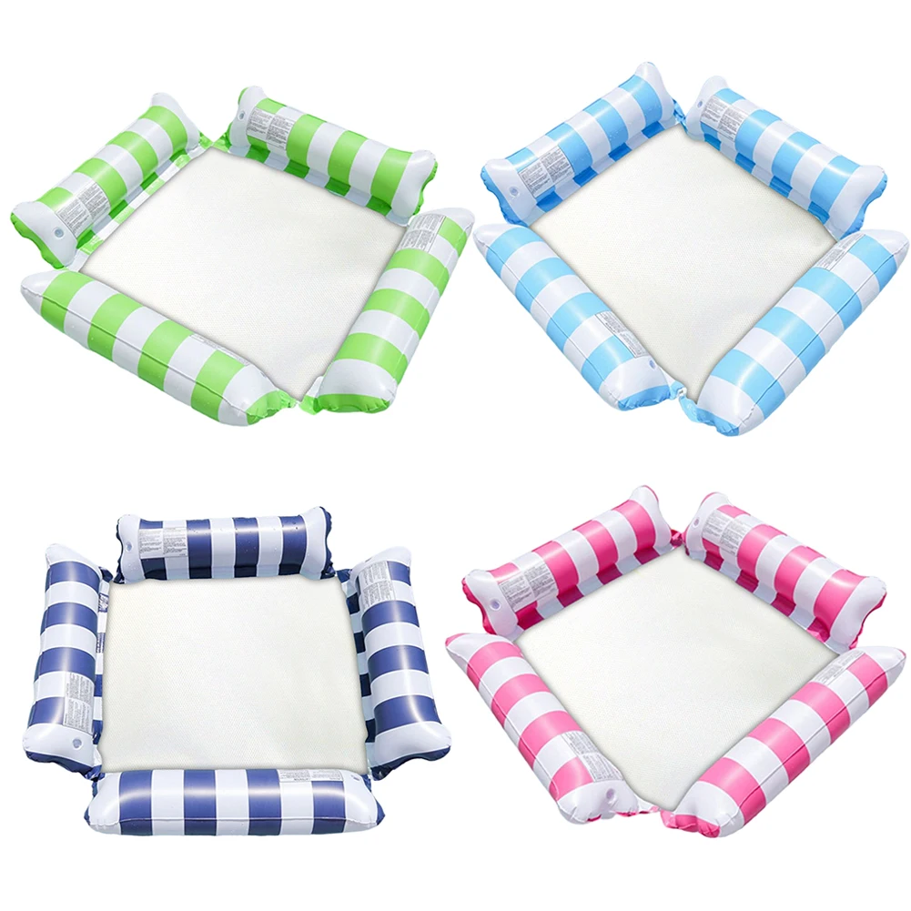 Espreguiçadeira de pvc brinquedos flutuantes confortável listra cama flutuante de água portátil à prova de vazamento leve para suprimentos de piscina de verão