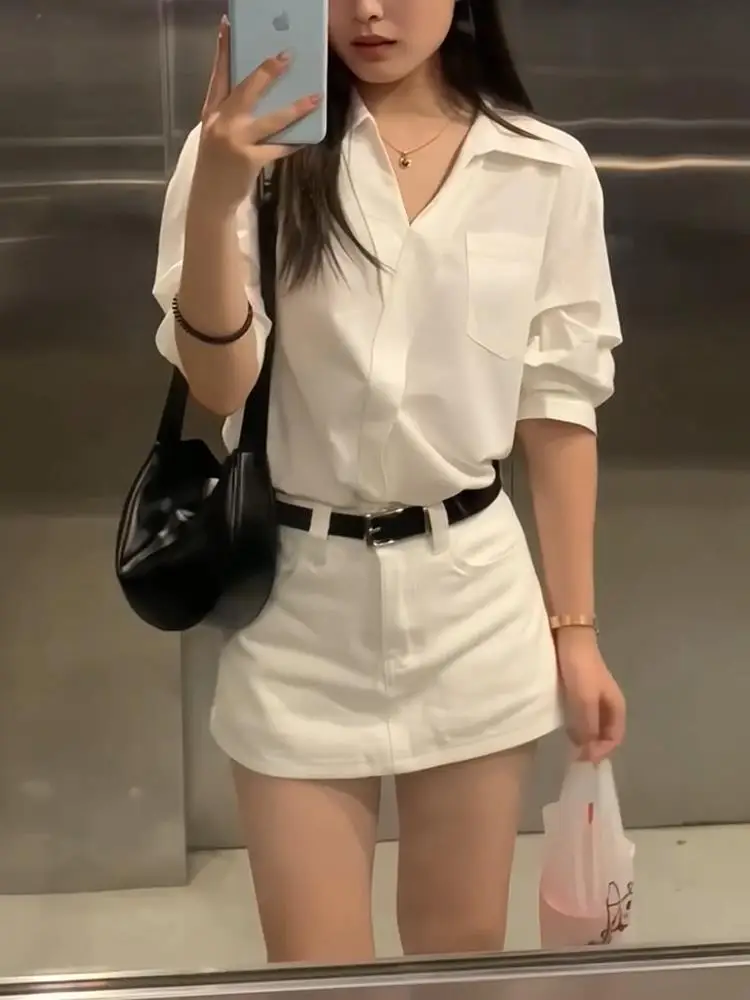 Recommandation au niveau Chao! Jupe en jean rétro américaine pour femmes, Sexy, Anti-lumière, ligne a, pantalon, taille haute, Design