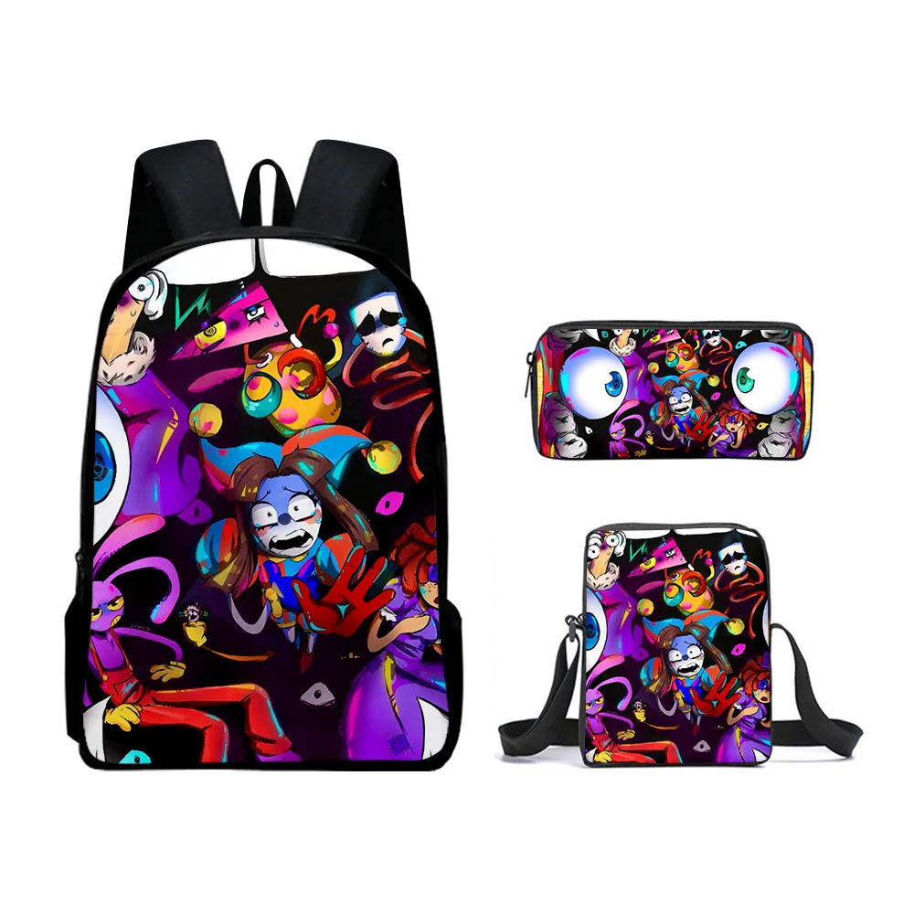 

Trendy Youthful The Amazing Digital Circus 3D Print 3pcs/Set Travel bags Laptop Daypack Backpack Shoulder Bag Pencil Case