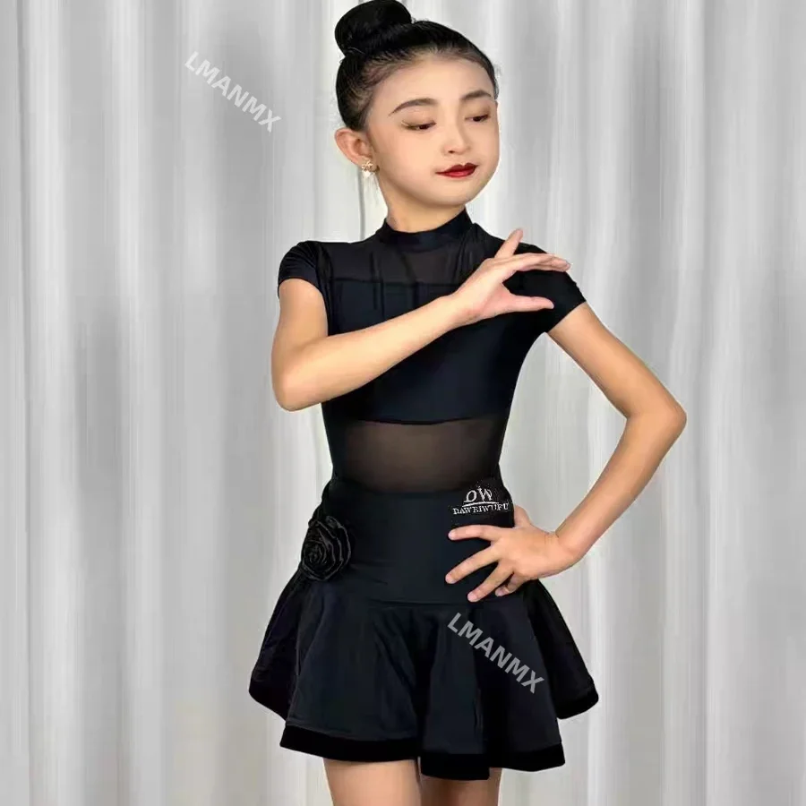 

Новинка 2023 года, платье для латинских танцев для девочек, платье для латинских танцев, платье для танцевальной практики, летний детский комплект для выступлений