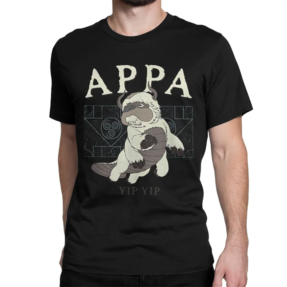 Appa Yip Yip Big Chest Logo T-Shirt for Men Crewneck 100% Cotton T Shirts Avatar The Last Airbender Short Sleeve Tees Clothing