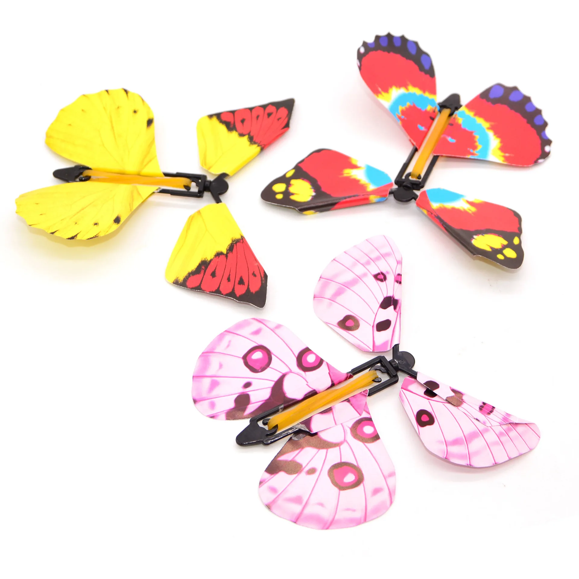 5pcs Flying Magic Butterfly Novelty Toy Paper Rubber Band Butterfly Science Education Learn Plane Surprise Amazing Gift For Kid