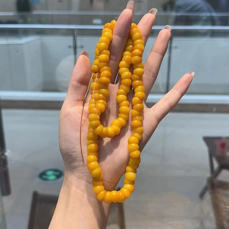 

Amber Color Ox Bone Large Intestine Braided Bracelet Necklace Buddhist Beads Fashion Accessories