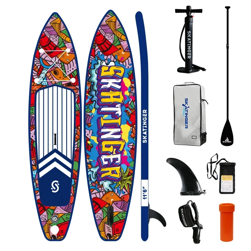 11ft 6 Long Surfboard  Racing Inflatable Stand up Paddle Board with Repair Accessories