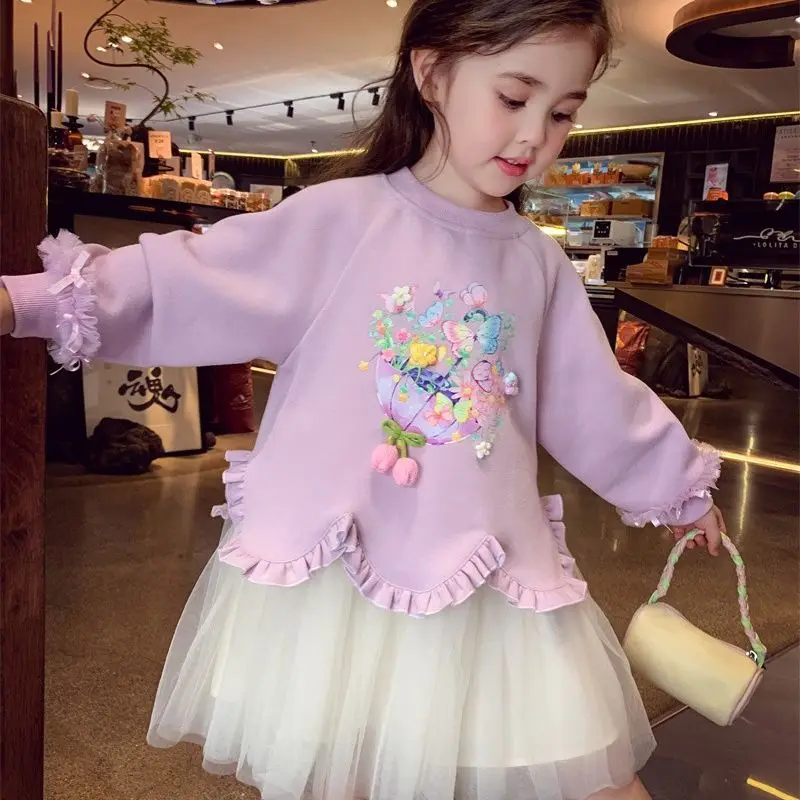 

Girls Dress Spring and Autumn New Style Children's Long Sleeve Cartoon Printed Sanitary Dress 100-160cm