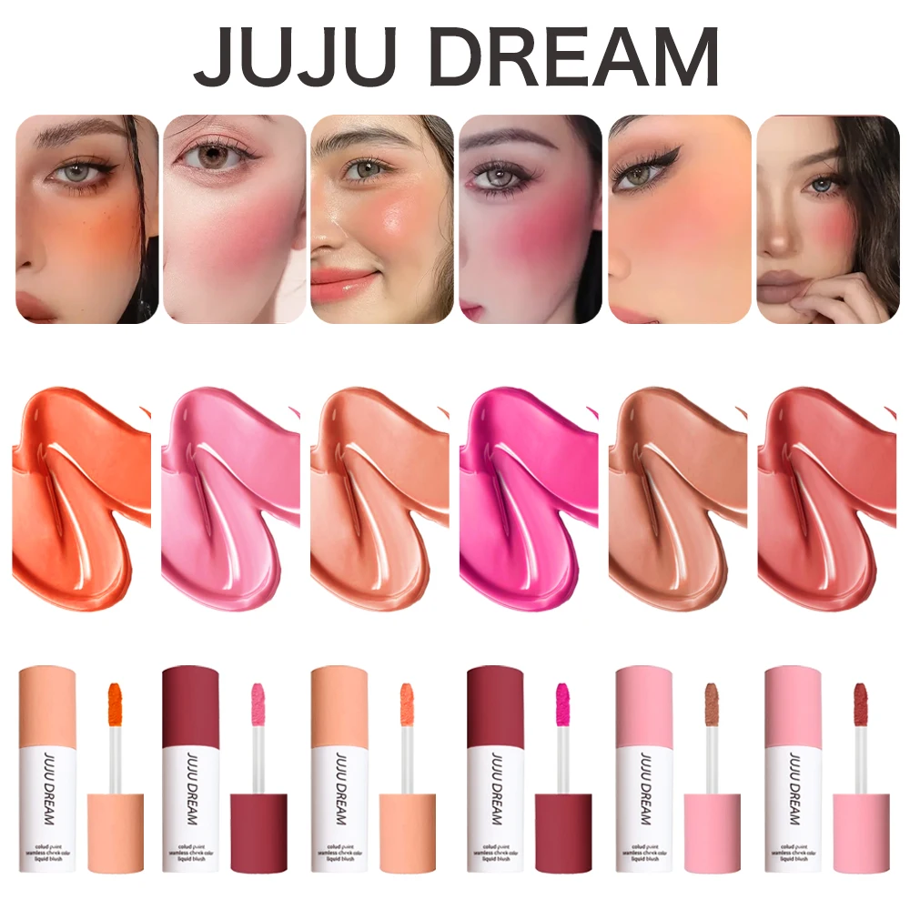 6 Color Highly Pigmented Matte Liquid Blush Long Lasting Non Fading Smooth Festival Stage Makeup Blush