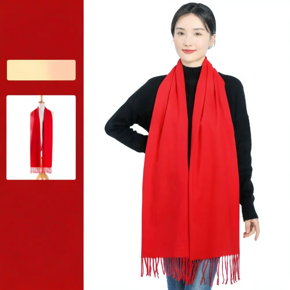 Soft Red Scarf Personalized Embroidery Wrap Winter Warm Stole For Festival Event Group Activity Opening Ceremony