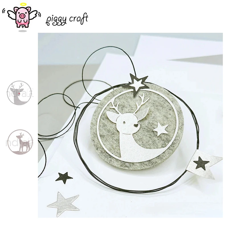 Piggy Craft Metall-Stanzformen, geschnittene Form, Weihnachten, Hirsch, Kreis, Ring, Sammelalbum, Papier, Basteln, Messerform, Klingenstanzer, Schablonen