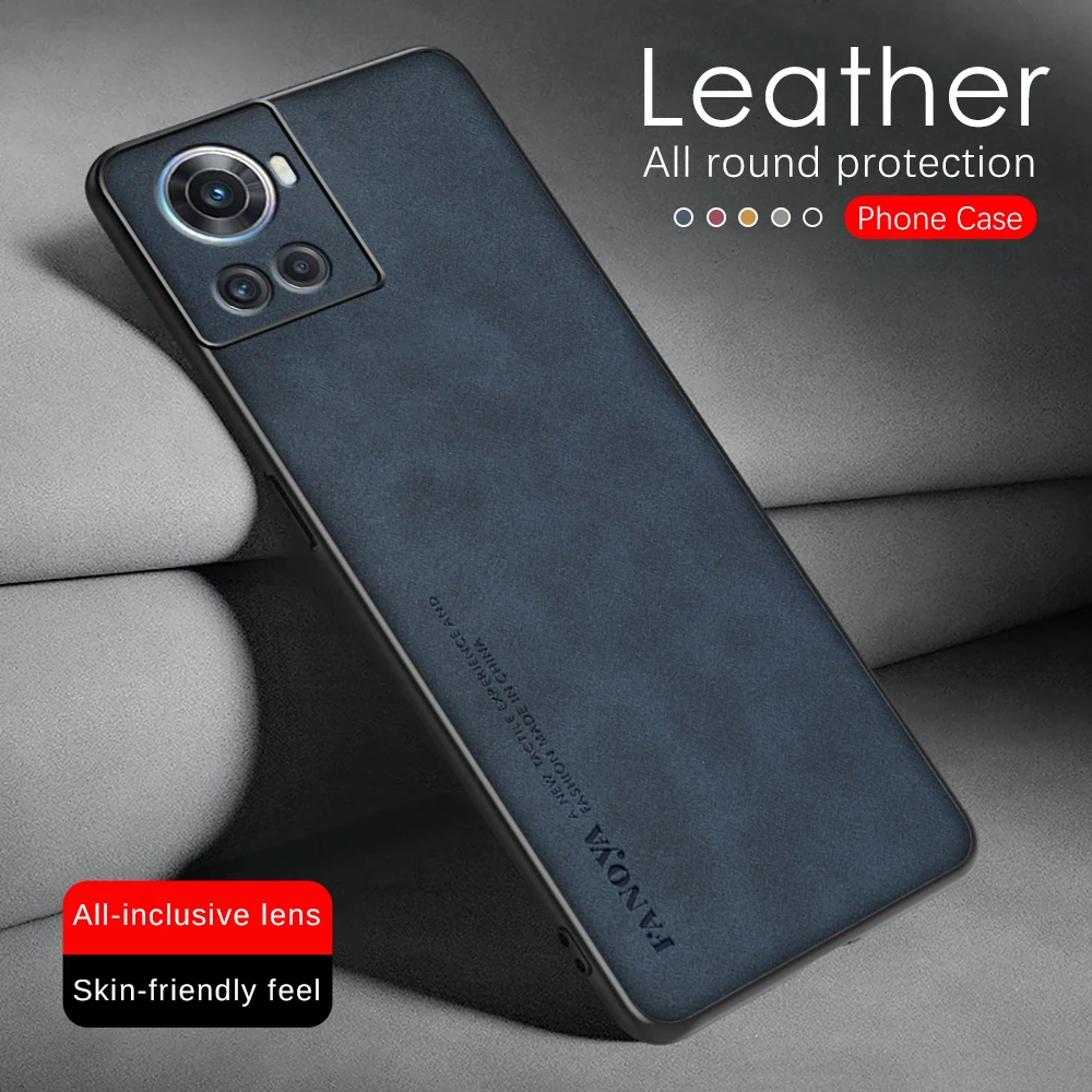 Sheepskin Leather Phone Cover For OnePlus 10R Case One Plus Ace OnePlusAce 10 r 6.7inch Soft TPU Frame Camera Protect Fundas