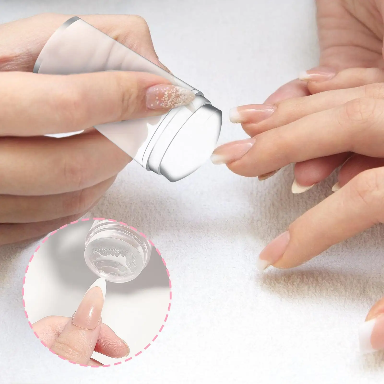 Nagelstempel mit französischer Spitze, transparentes Silikon, Nagelstempel, Kunststempel-Set, Maniküre, Kunstdruck, Dekoration, Zubehör für Reisen, Salon