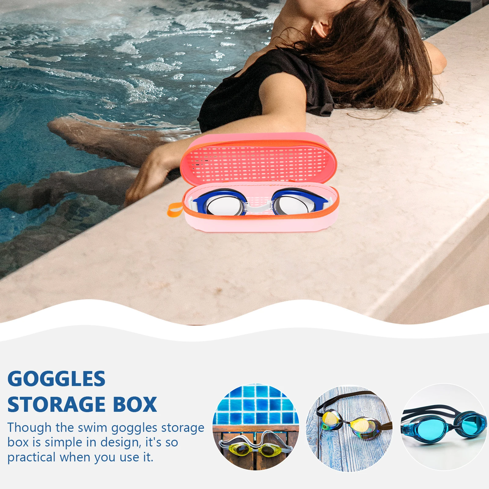 

Swim Goggles Protective Storage Drain Hole Goggle Boxes Box Drain Hole for Eyewear Silicone Container