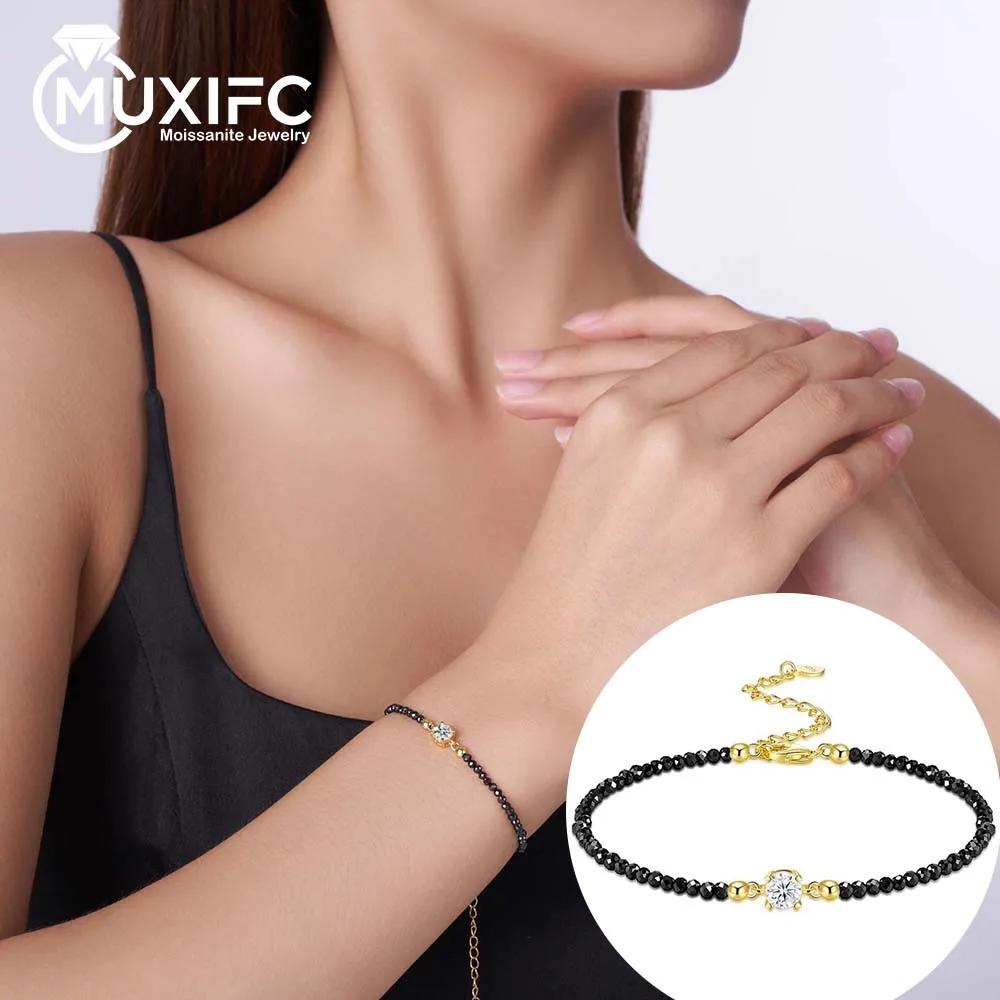 

5mm D Color Moissanite Bracelet for Women Sparkling Color 5A Zircon Bead Chain Bracelets S925 Sterling Silver Elegance Jewelry