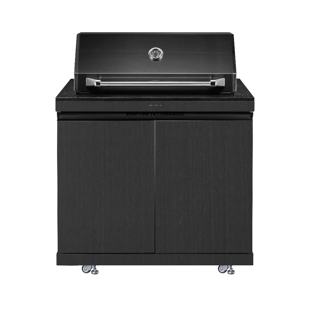 FB-CG1-2 Modern Stainless Steel Outdoor Kitchen Offset Charcoal Grill Portable 5-Person BBQ Flame Safety Device Free