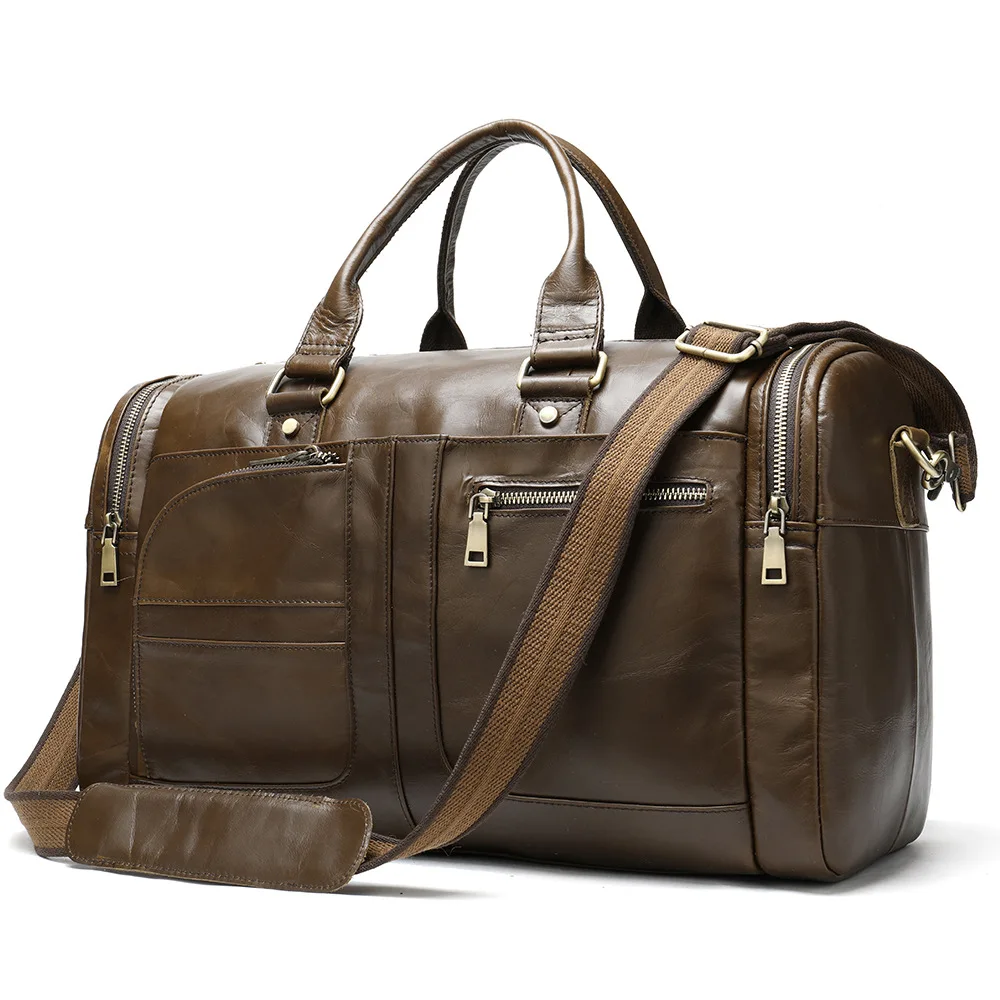 

Мужская спортивная сумка из натуральной коровьей кожи, большая вместительная дорожная сумка из мягкой кожи, деловая сумка для мужчин и женщин, большая сумка выходного дня