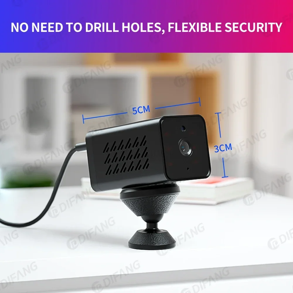 Mini WiFi Security Camera, HD Home CCTV with Two Way Audio, Night Vision & Motion Detection, IP Surveillance Cam Home Security