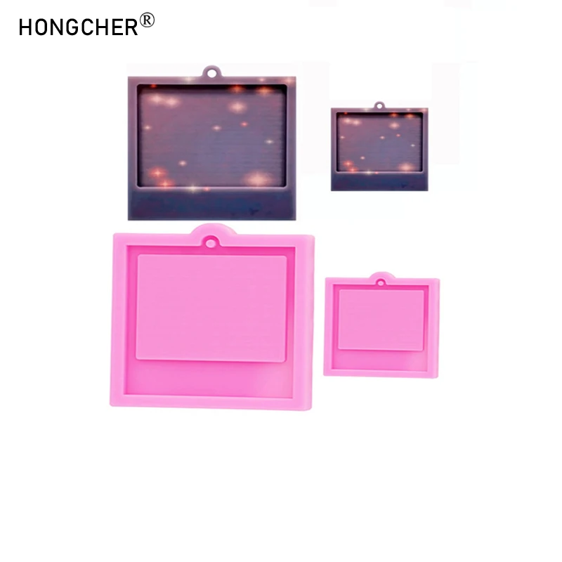 Pendientes de espejo brillantes colgante llavero colgante 1 grande 1 pequeño molde de silicona DIY decoración para mascotas colgante molde de goteo de cristal epoxi