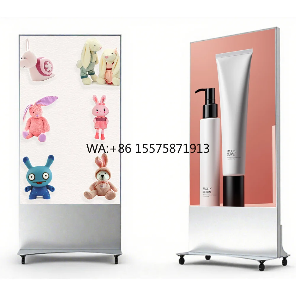 High Quality P3-P6 Indoor Transparent LED Poster Screen with Wheels Transparent  Display for Shopping