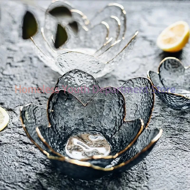 ins Japanese Dessert Bowl Petal Cherry Blossom Dish Crystal Cherry Blossom Bowl Phnom Penh Dish Fruit Salad Bowl Household Dish