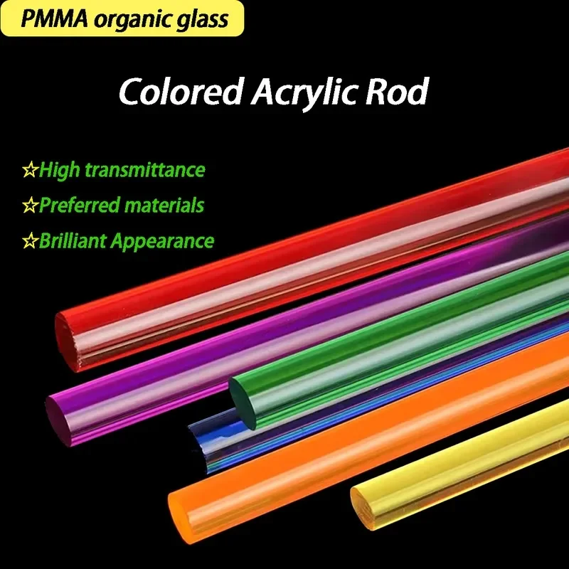 Colored Semi Transparent Acrylic Rod 3-50mm Diameter Solid Cylinder Custom Cut Service