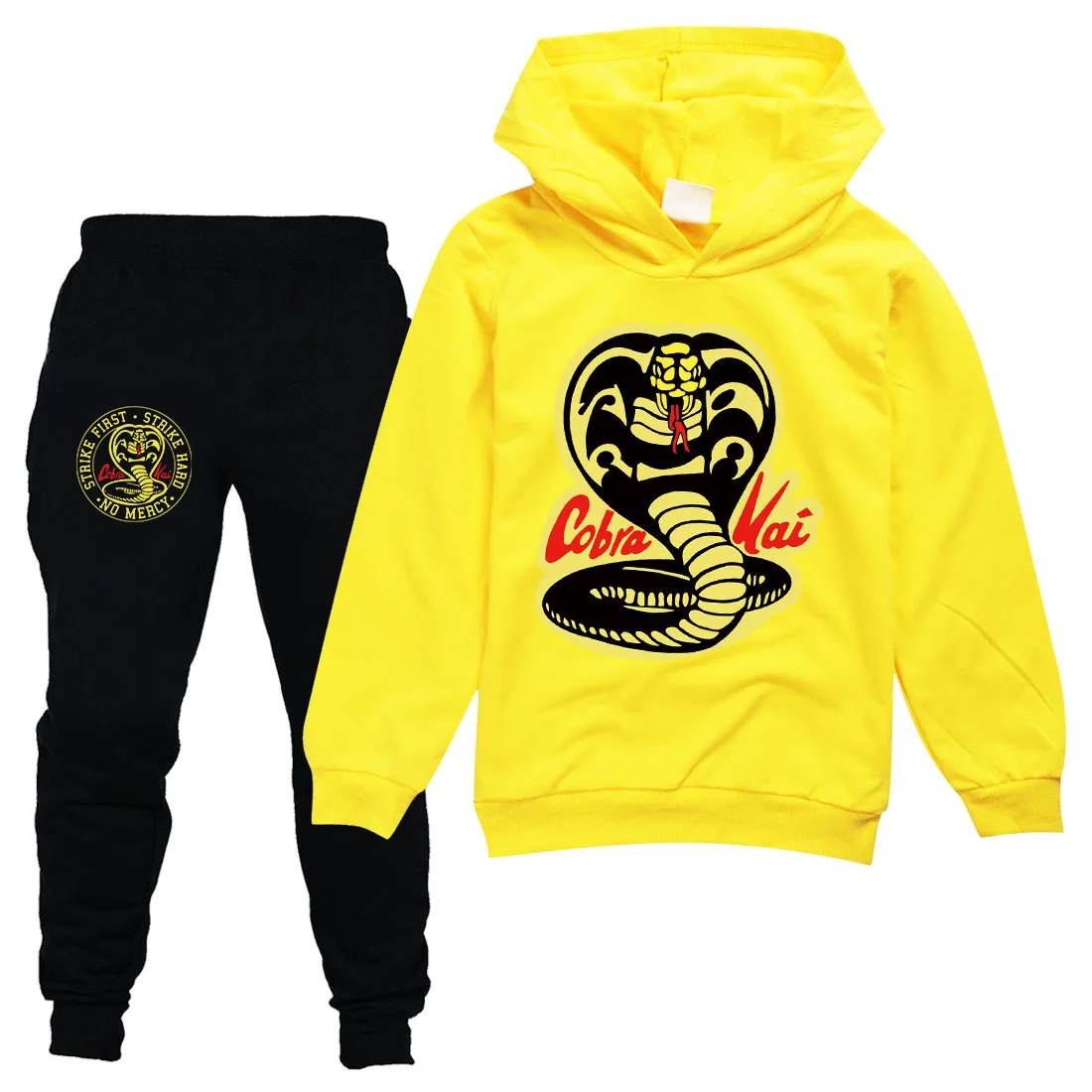 Cobra Kai Print Boys Girl Clothing Sets Children Fashion Long Sleeves Hoodies+Pant Set Kids Clothing Fall Sports Suit Tracksuit