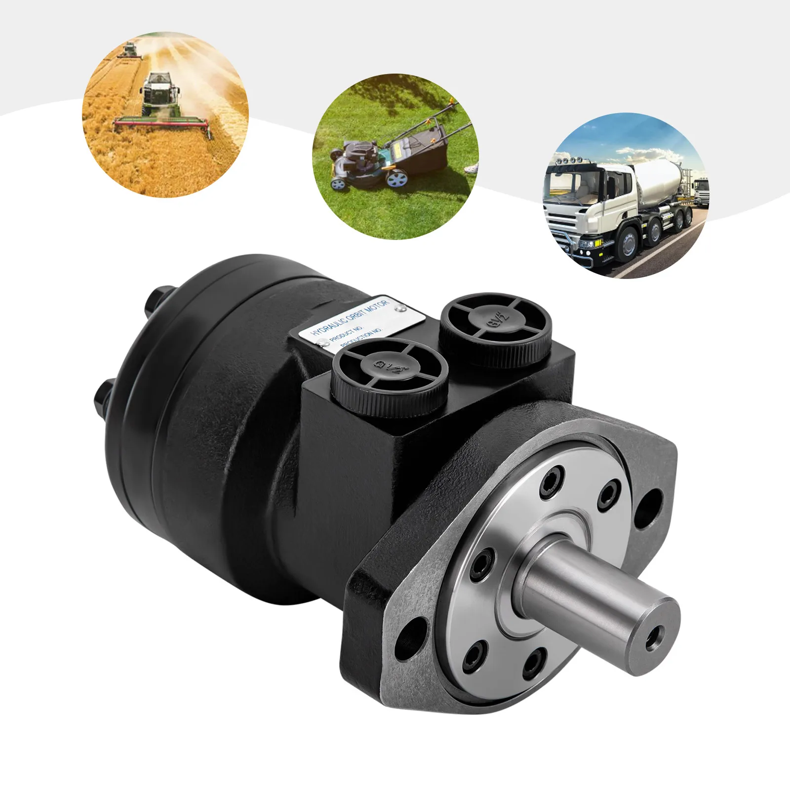 محرك هيدروليكي، سرعة 879 دورة في الدقيقة، عزم دوران عالي (81 نانومتر)، عمود من سبائك الصلب، ختم متقدم 50 مل / R 1.69 أونصة / R إزاحة باللون الأسود #5