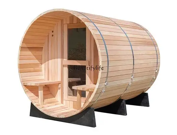 Outdoor Sauna Sweat Steaming Room round Wooden Barrel Rainwater Proof Steam Oven Far Infrared Far Infrared Saunas