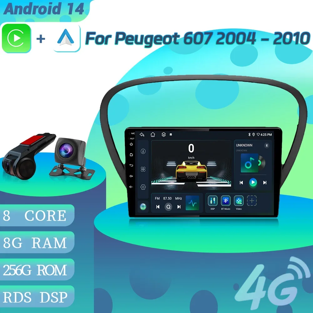 

Android 14 For Peugeot 607 2004-2010 Auto Wireless Carplay Car Radio Stereo Multimedia Player Car 4G Multifunction Touch Screen