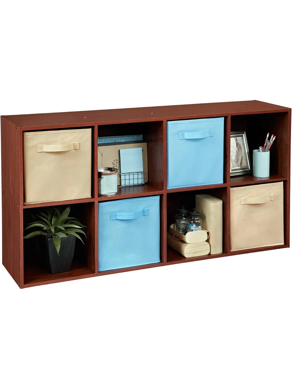 منظم أرفف تخزين مكون من 8 مكعبات، رف كتب قابل للتكديس للمكتب المنزلي، وحدة تخزين مكعبة خشبية سهلة التجميع #4