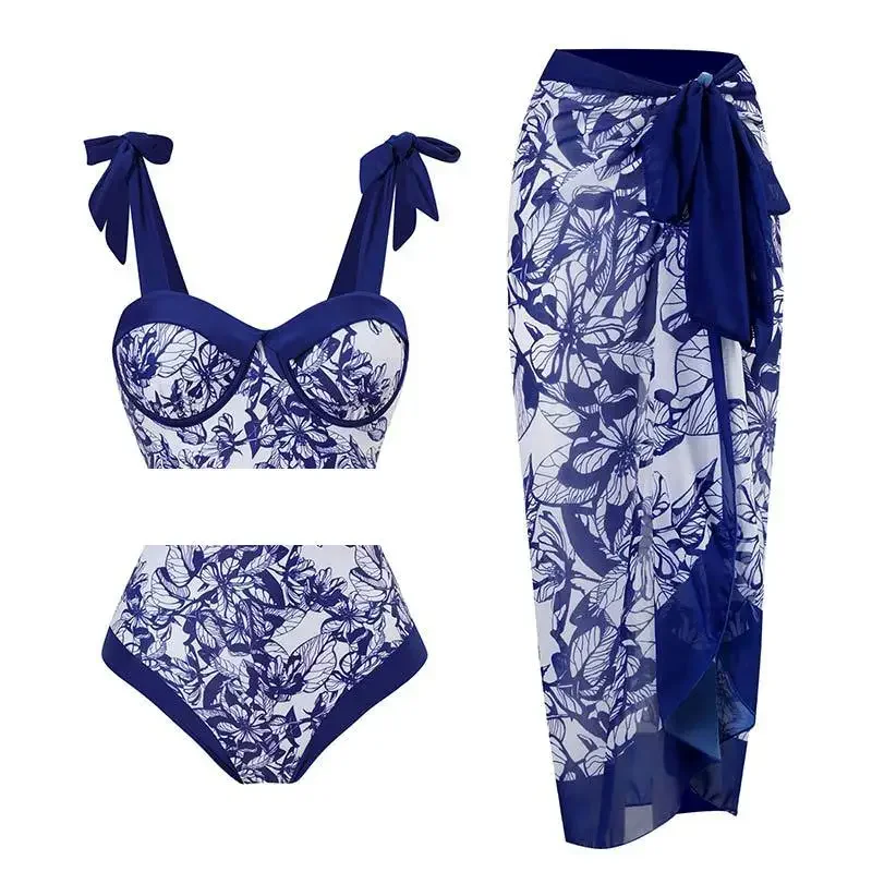

Push Up Bikini 2023 Printed Swimwear Women High Waist Swimsuit With Beach Skirt Bathers Bathing Swimming Swim Suit Beachwear