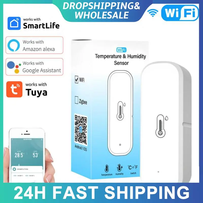 

Temperature Humidity Sensor Voice Control Remote Control Tuya Wifi Temperature And Humidity Sensor Intelligent Scene Linkage