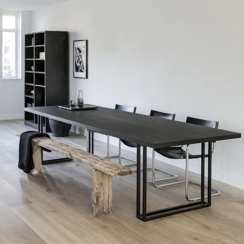 

Nordic Solid Wood Conference Table Long Simple Modern Office Desk Dining Table Reception Negotiation Mesa Office Furniture Wall