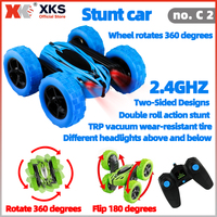 XKS JJRC C2 1/24 RC car 2.4g remote control stunt car 360 degree rotation double-sided flip drift toy car boy gift
