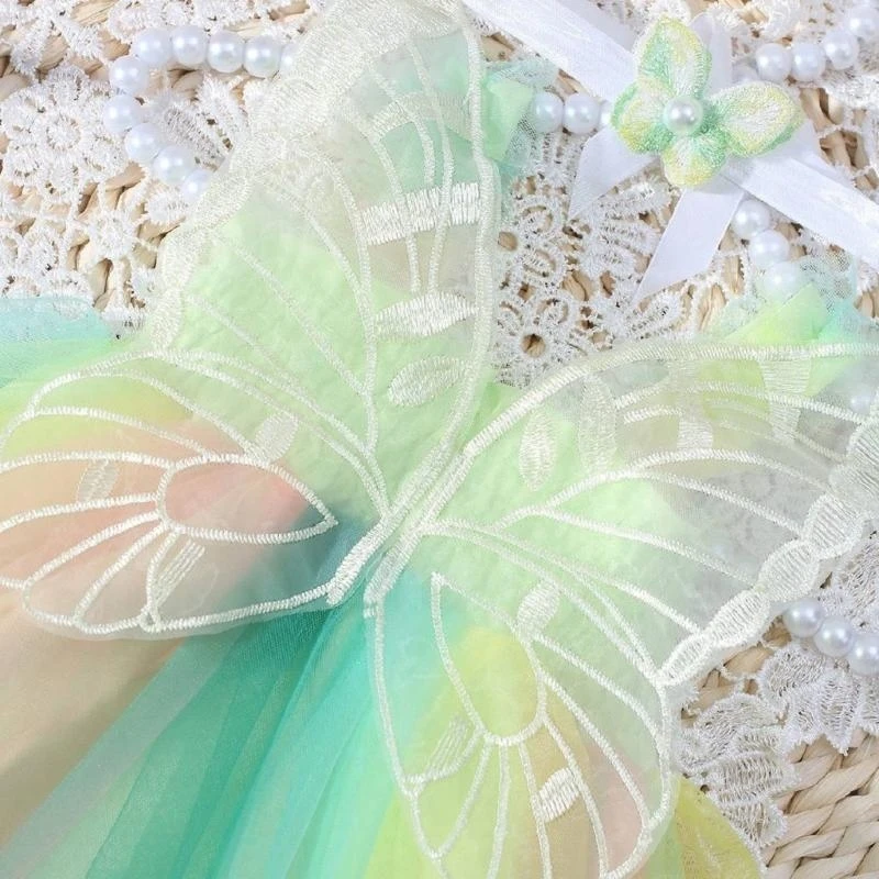 J15U 1 Set Newborns Baby Headband and Dress Props Girls Mesh Dress and Matching Hairband Elastic Headdress for Photos