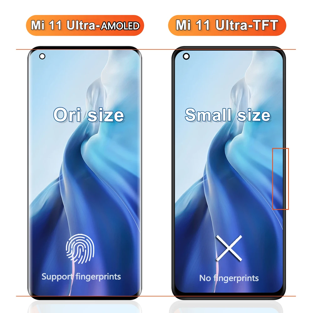 New 6.81'' AMOLED Display For Xiaomi Mi 11 Ultra M2102K1G LCD Display Touch Screen Digitizer For Xiaomi Mi 11 Ultra LCD Display